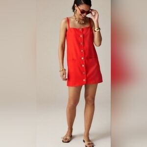 J.Crew Womens Claudia Dress Mini In Red Linen . NWT Size S
